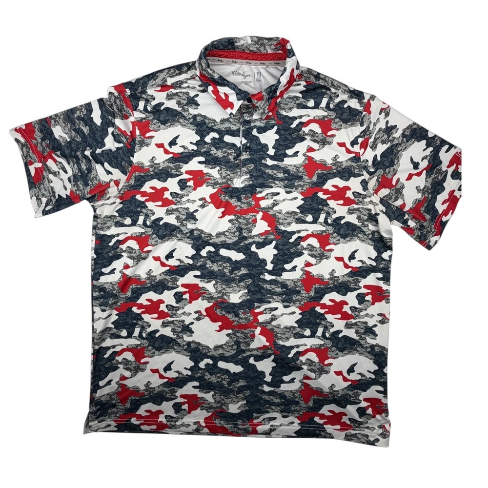 Walter Hagen Men's XL 11 Majors Patriotic Camo Golf Polo Red White Blue Stretch